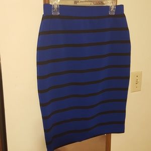 Blue and black pencil skirt